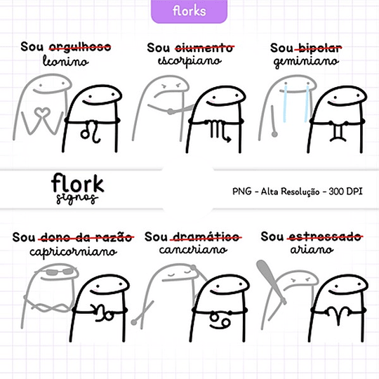 Kit Digital Flork Signos sem fundo Lt5 Arquivos Png