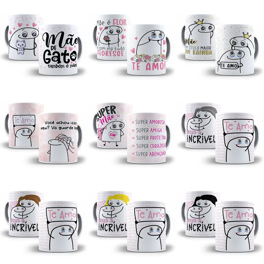 60 Artes Caneca Flork Dia das Mães Editável Corel Draw + Png 3