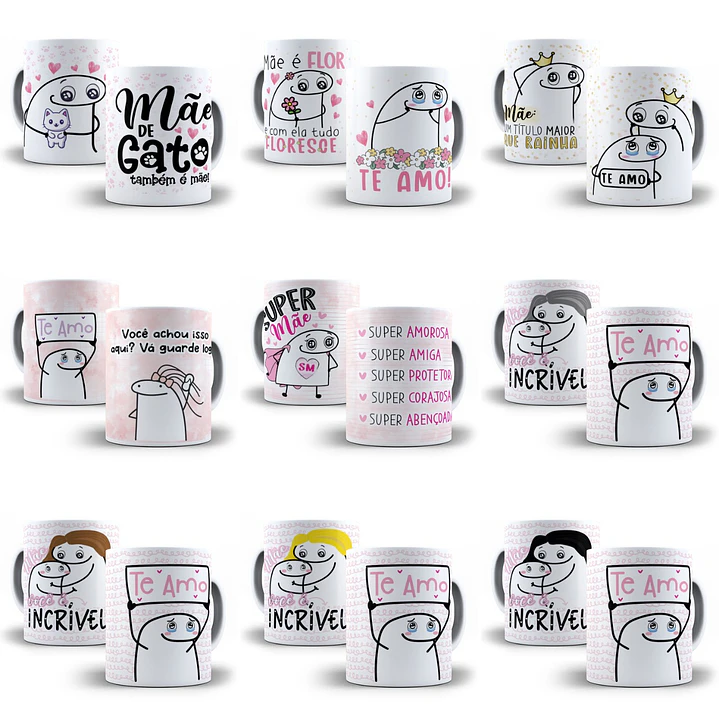 60 Artes Caneca Flork Dia das Mães Editável Corel Draw + Png 3