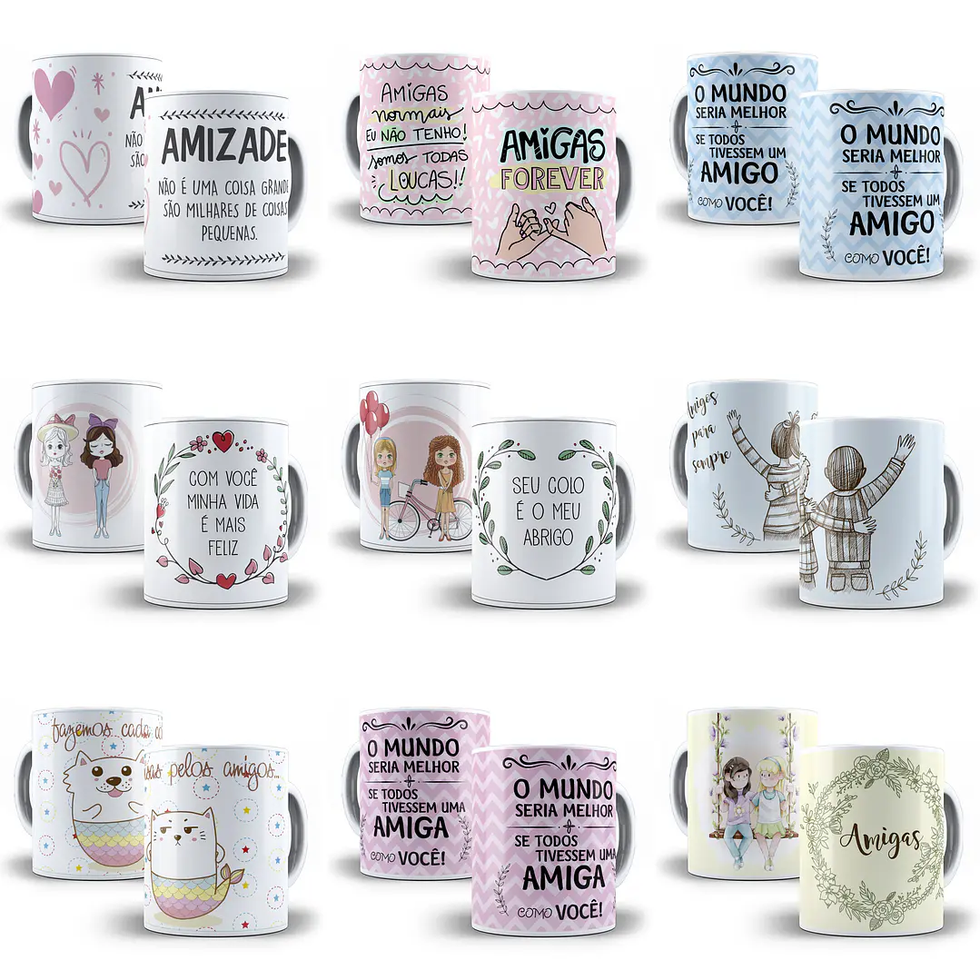 30 Artes Caneca Amizade Editável em Corel Draw 3