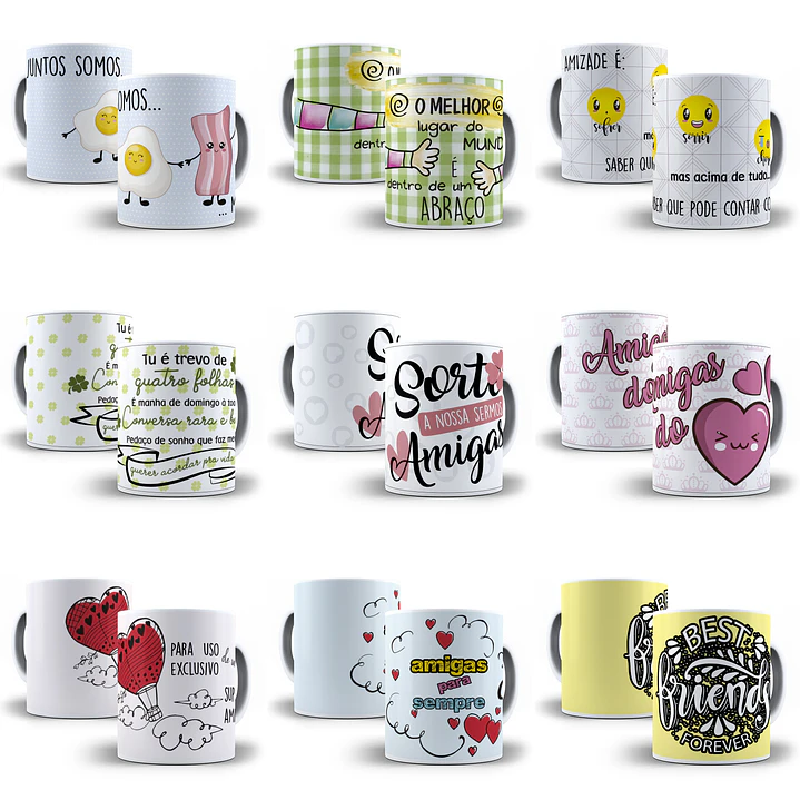 30 Artes Caneca Amizade Editável em Corel Draw 4