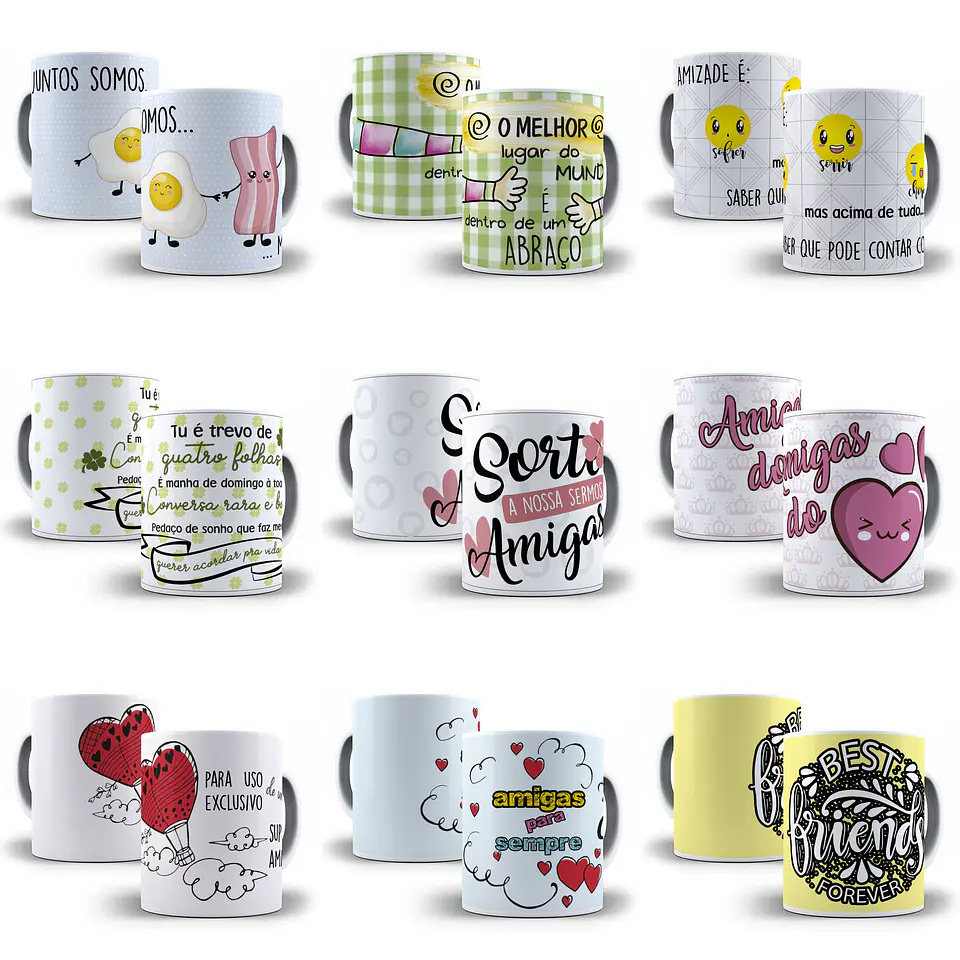 30 Artes Caneca Amizade Editável em Corel Draw 4
