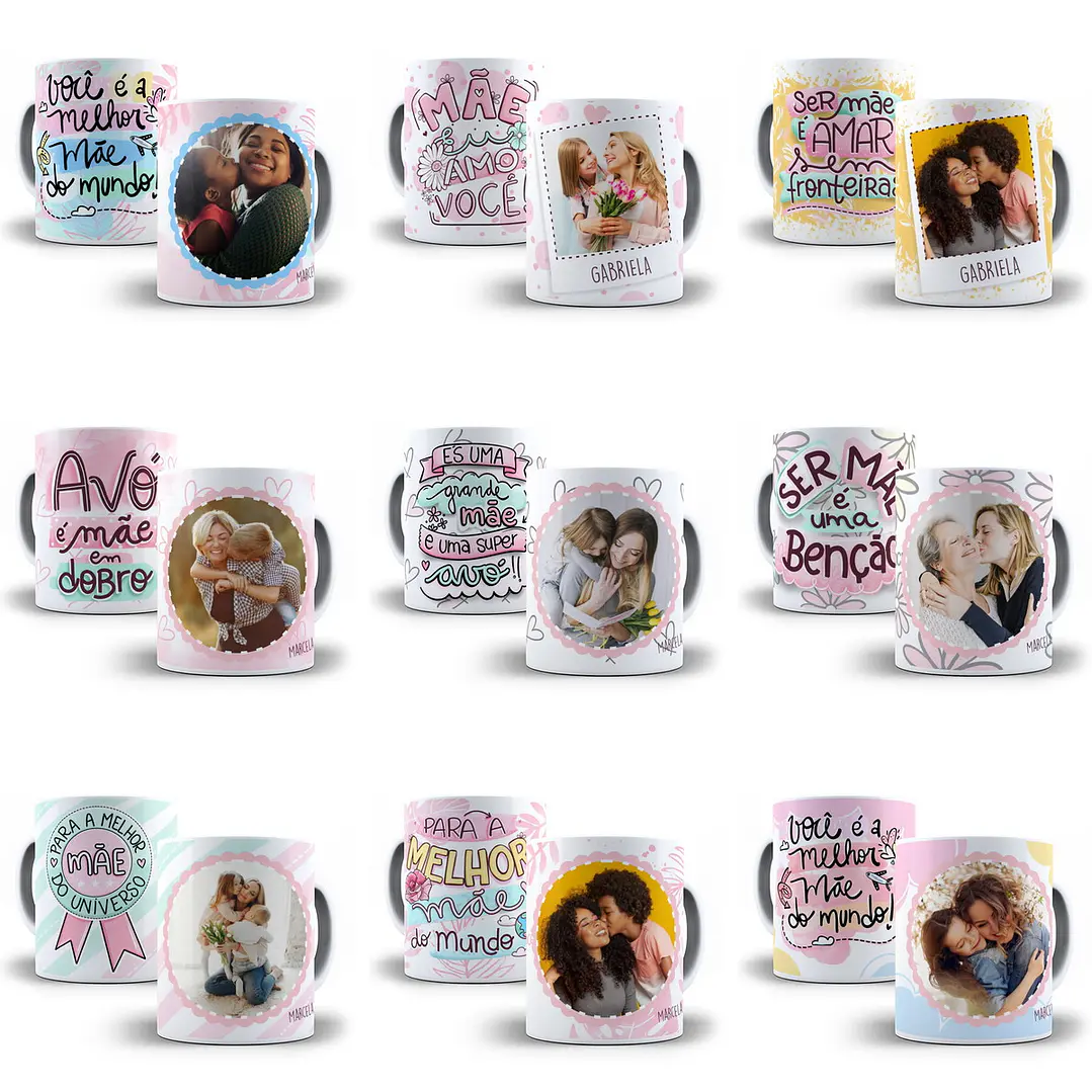 20 Artes Caneca Dia das Mães Editável em Corel Draw + Png 2