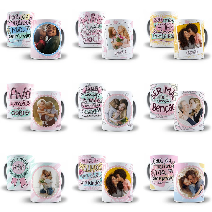 20 Artes Caneca Dia das Mães Editável em Corel Draw + Png 2