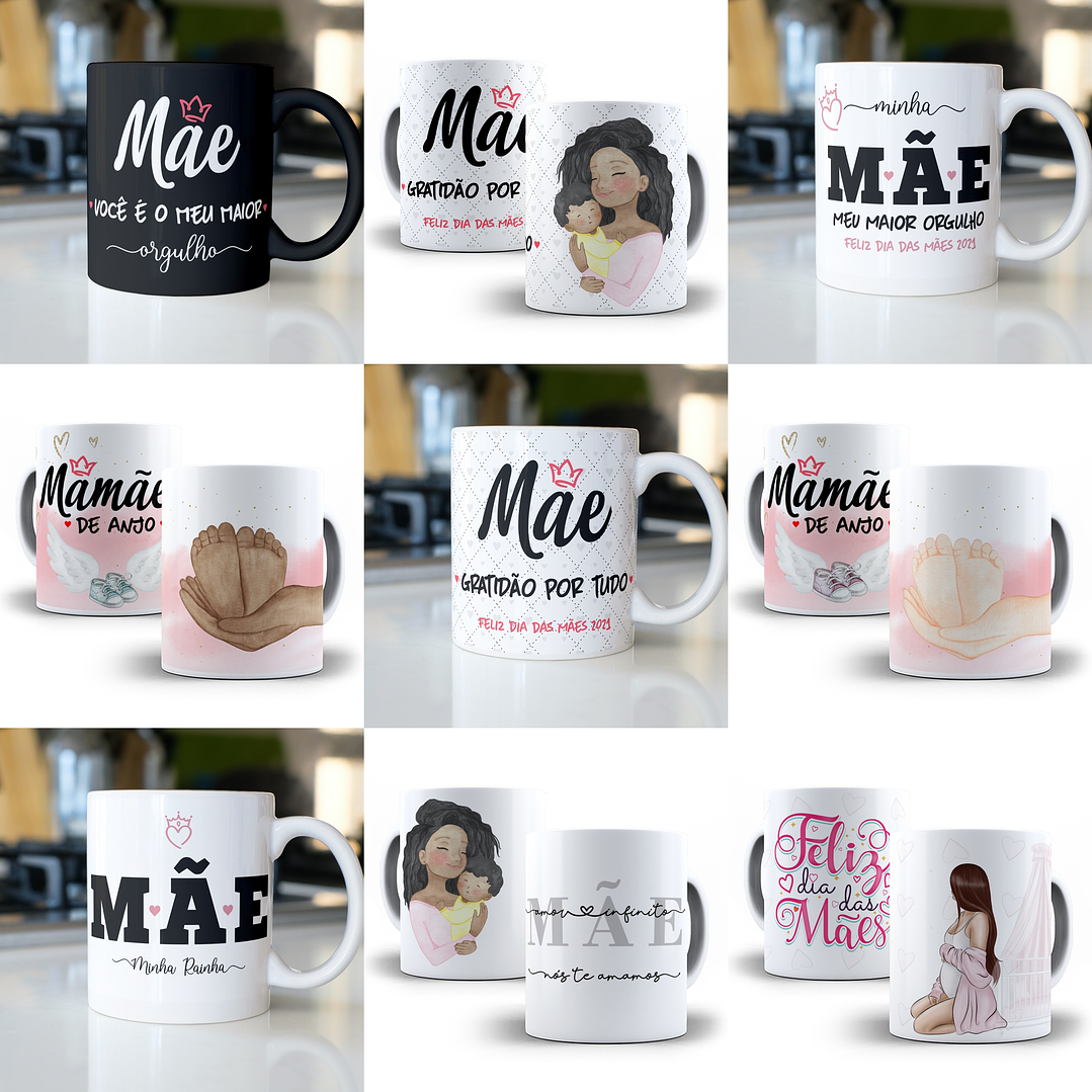 46 Artes Canecas Dia das Mães Arquivos Editável em Corel Draw 3