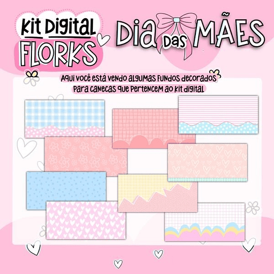 Kit Digital Flork Dia das Mães sem fundo Lt10 Arquivos Png
