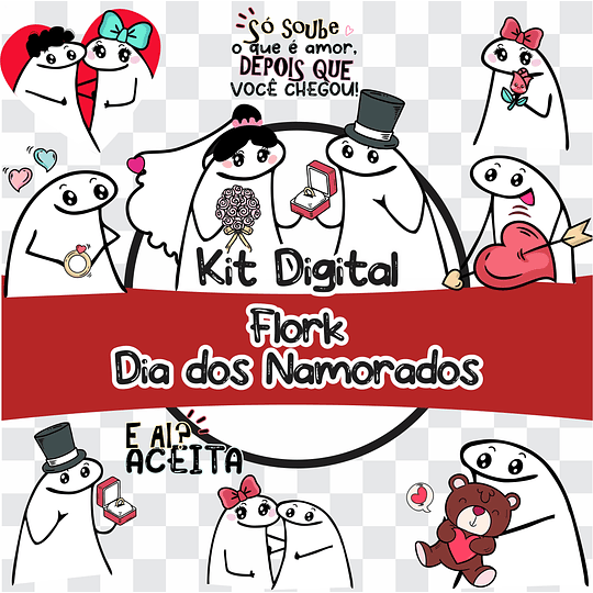 Kit Digital Flork Bento Memes Dia dos Namorados Lt12 Arquivos Png e Jpg 