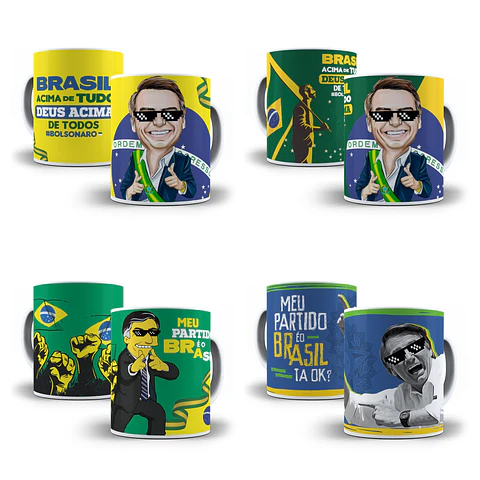 15 Artes Caneca Bolsonaro Arquivos Sublimação Png