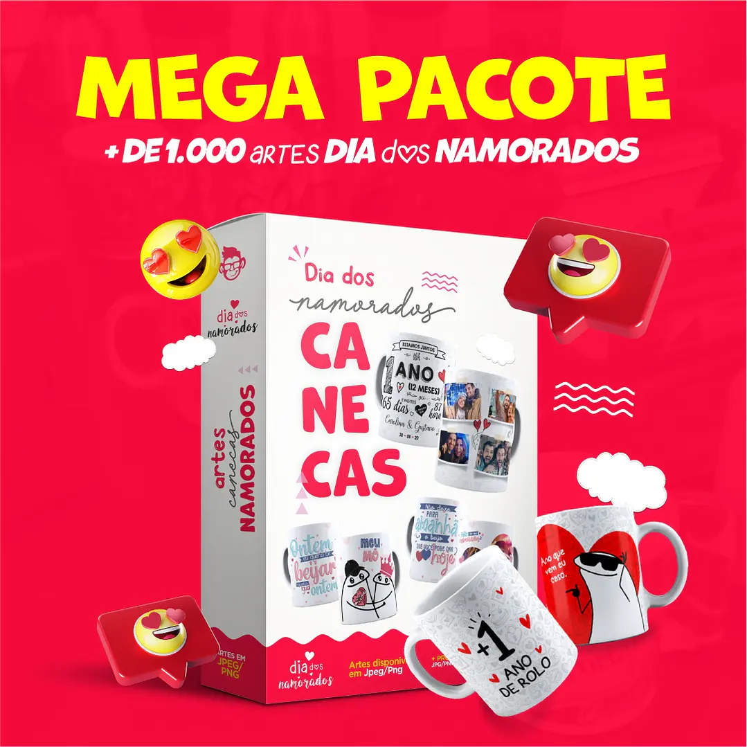 Artes Caneca Dia dos Namorados Camisa Almofadas Completo Arquivos Jpg Png + Mockups 1
