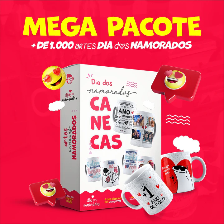 Artes Caneca Dia dos Namorados Camisa Almofadas Completo Arquivos Jpg Png + Mockups 1