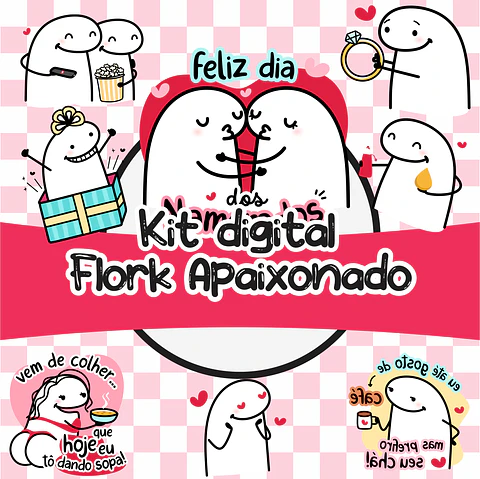 Kit Digital Flork Namorados Apaixonados Arquivos Png