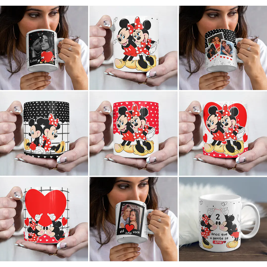 Kit Artes Caneca Camisa Namorados Mickey Love Arquivos Sublimação 1