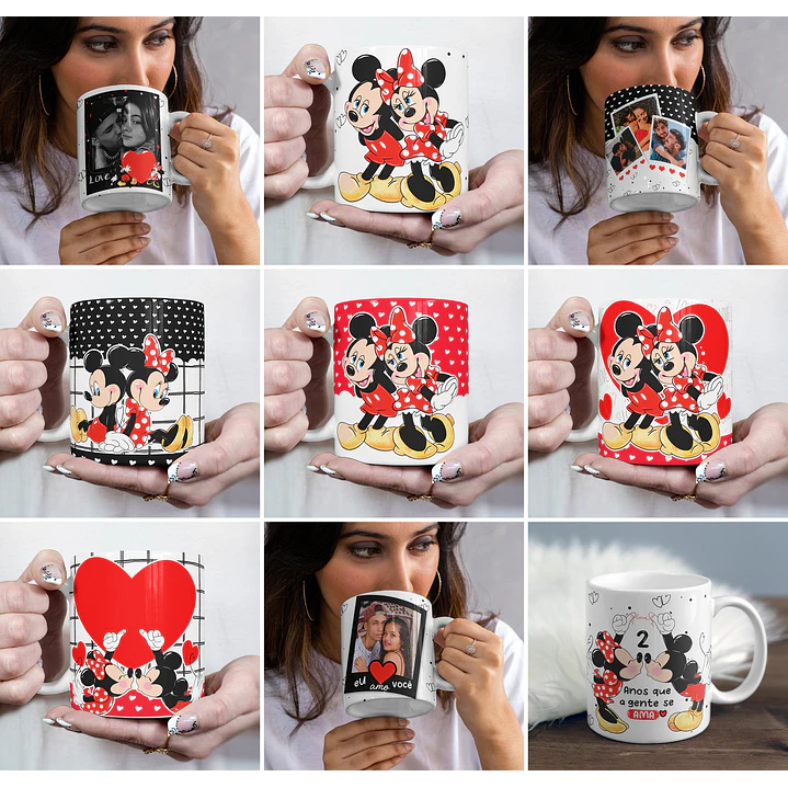 Kit Artes Caneca Camisa Namorados Mickey Love Arquivos Sublimação 1