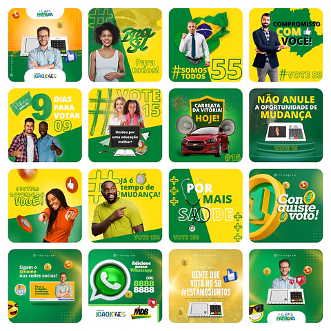 Pack Canva Campanha Política Templates Editáveis 70 Artes + Bônus