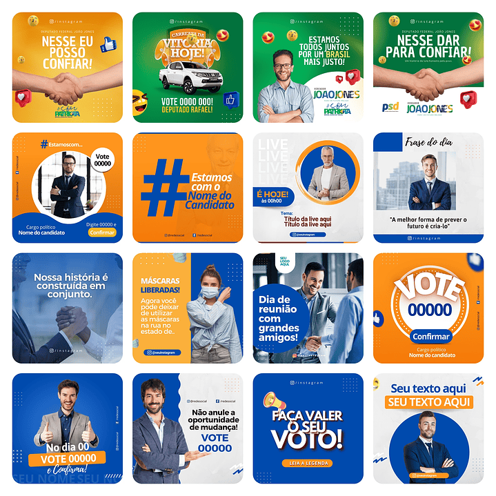 Pack Canva Campanha Política Templates Editáveis 70 Artes + Bônus 2