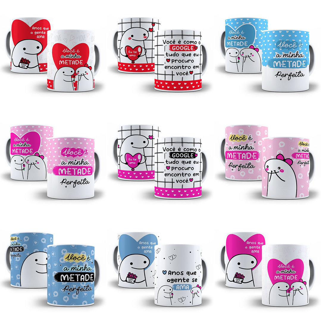 Pack Artes Canecas Sublimação Flork Namorados Arquivos Png 2