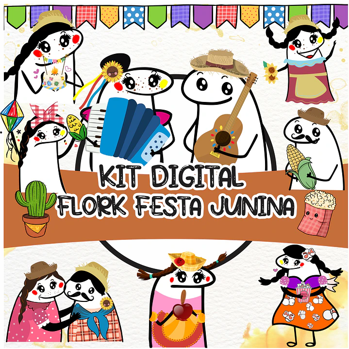 Kit Digital Flork Bento Memes Festa Junina Lt13 Arquivos Png e Jpg 1
