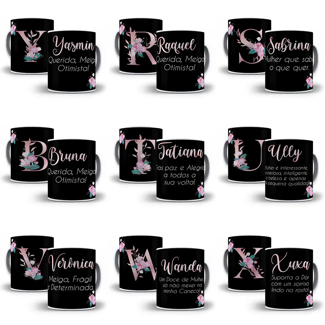 26 Artes Caneca Alfabeto Nomes e Significados Editável em Corel Draw 1