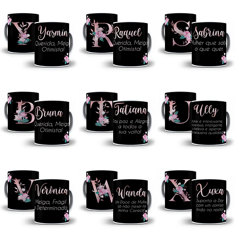 26 Artes Caneca Alfabeto Nomes e Significados Editável em Corel Draw