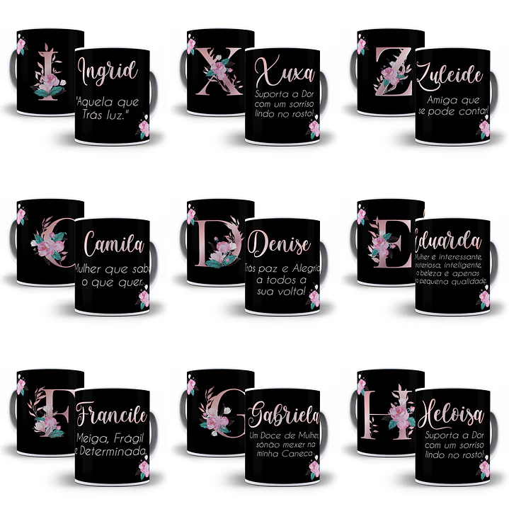 26 Artes Caneca Alfabeto Nomes e Significados Editável em Corel Draw 2