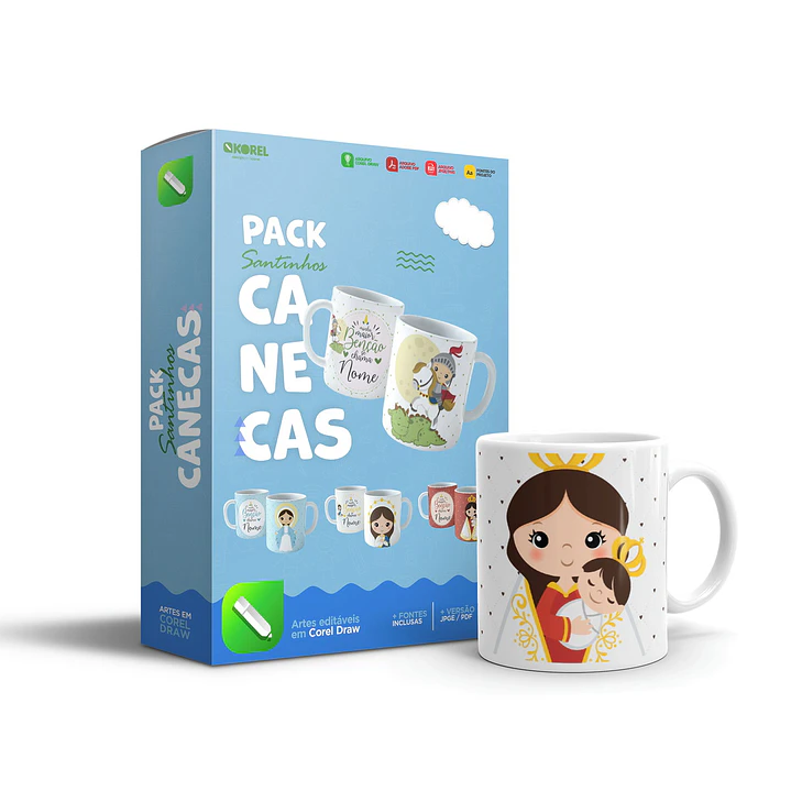 30 Artes para Caneca Santinhos Editável em Corel Draw  1