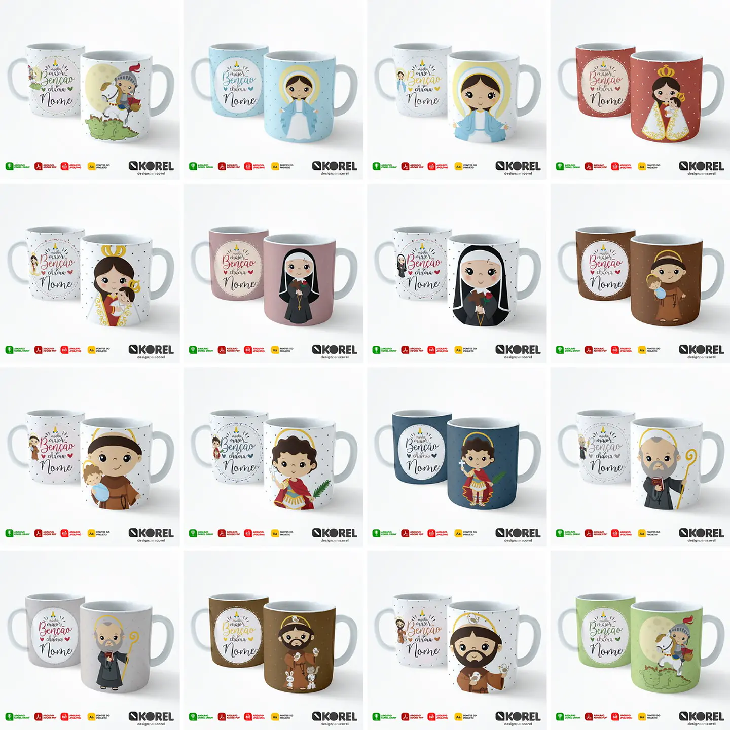 30 Artes para Caneca Santinhos Editável em Corel Draw  2