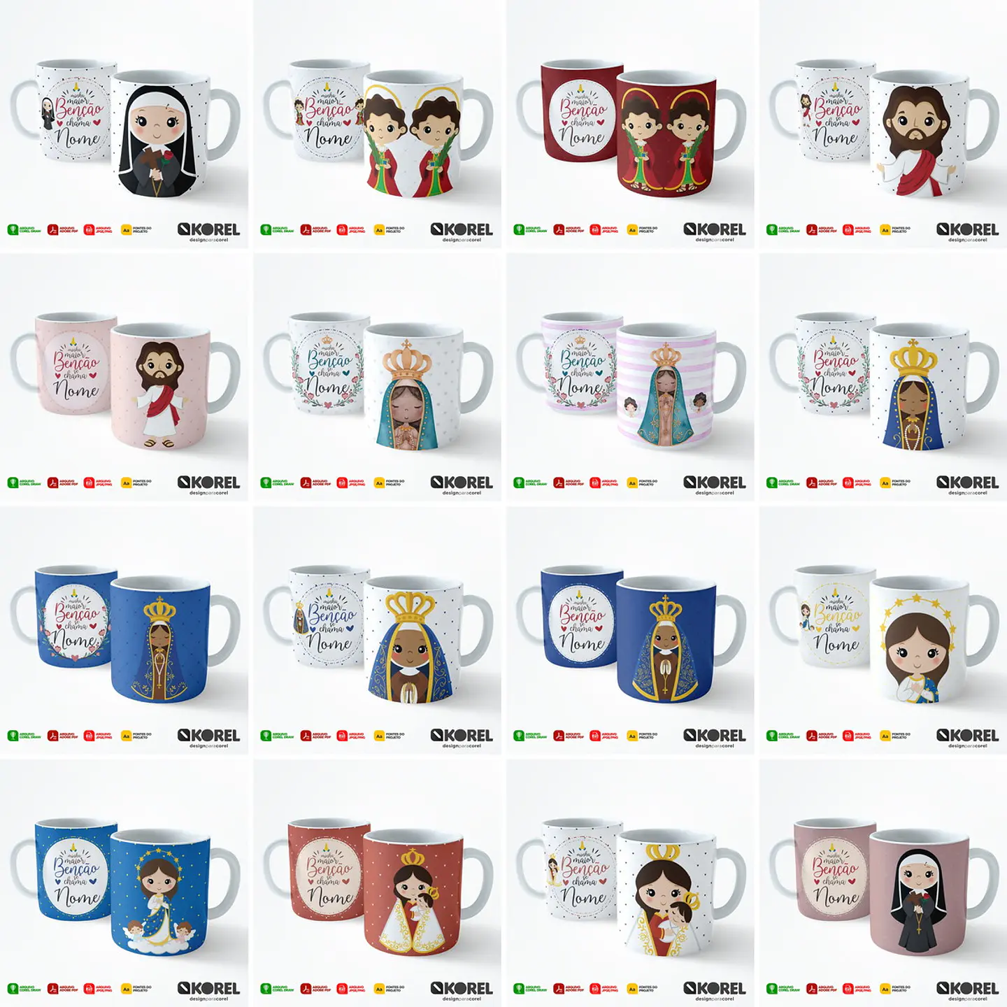 30 Artes para Caneca Santinhos Editável em Corel Draw  3