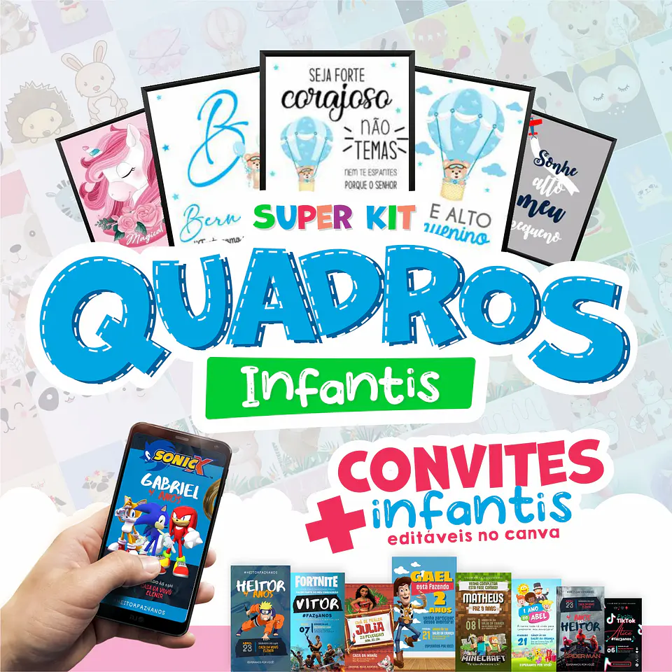 Artes para Quadros Infantis Super Kit Arquivo Infantil 1