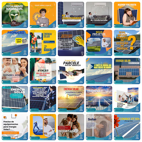 Pack Canva Energia Solar Templates Editáveis 200 Artes + Bônus