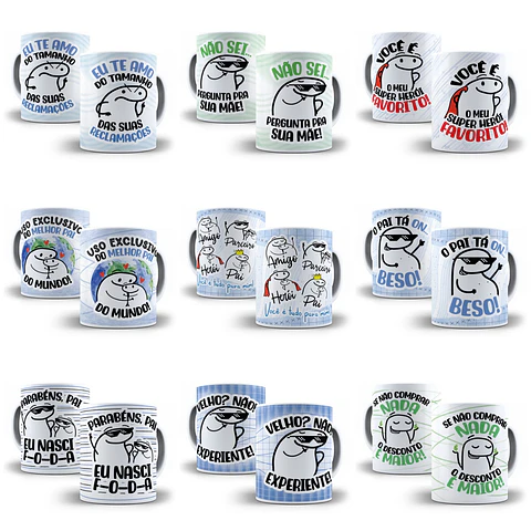 18 Artes Caneca Flork Dia dos Pais Arquivo Editável Pdf + Png