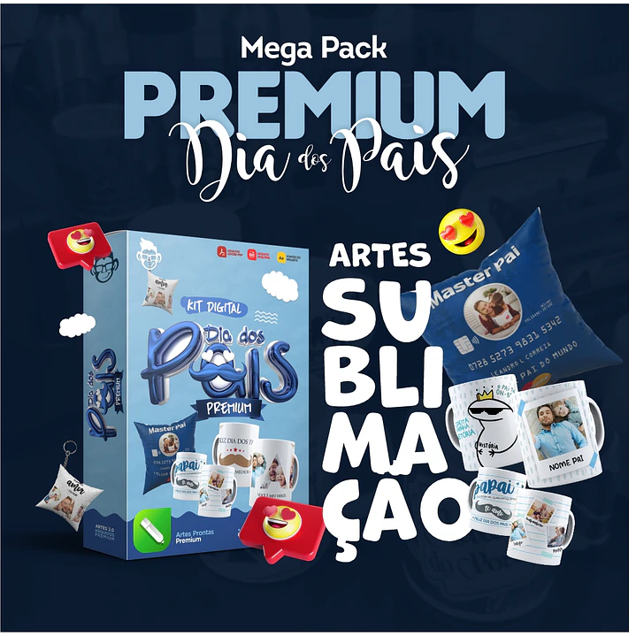 Artes Caneca Dia dos Pais Camisa Almofadas Completo Arquivos Jpg Png + Mockups  1