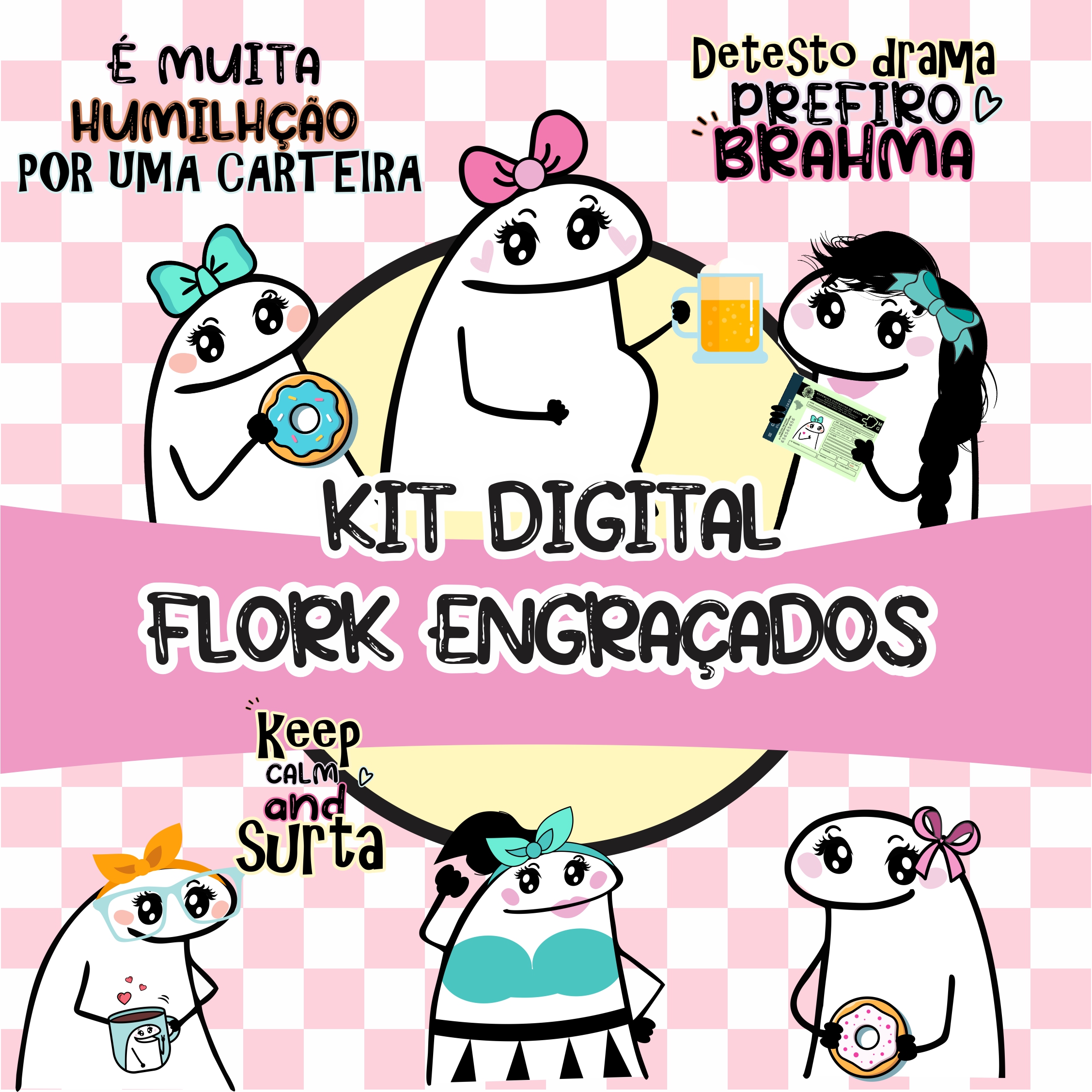 Kit Digital Flork Bento Memes sem fundo 519 Arquivos Png