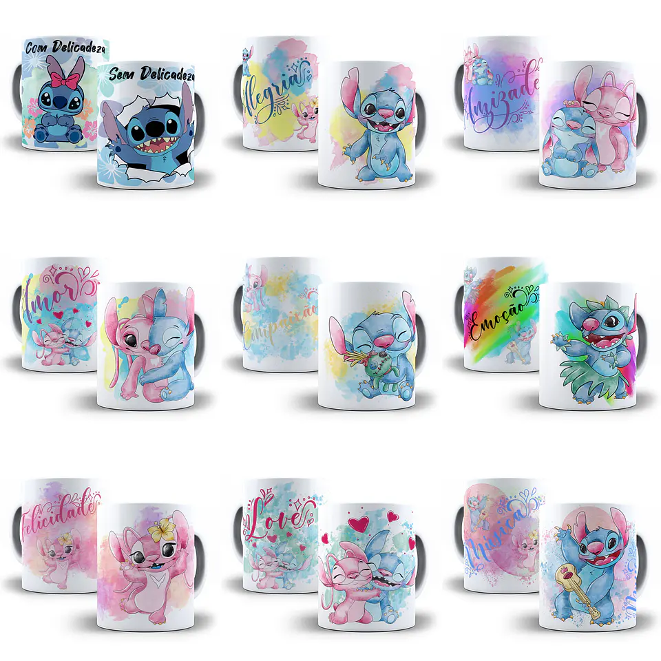20 Artes Caneca Stitch  Arquivo Editável Corel Draw + Jpg  1