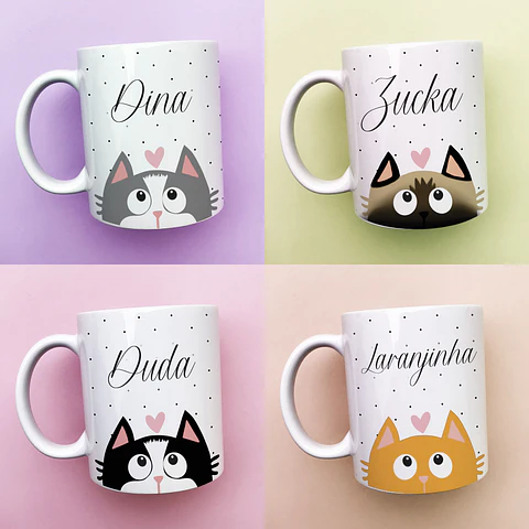  17 Artes Caneca Gatinhos Arquivos Pdf Editável + Png
