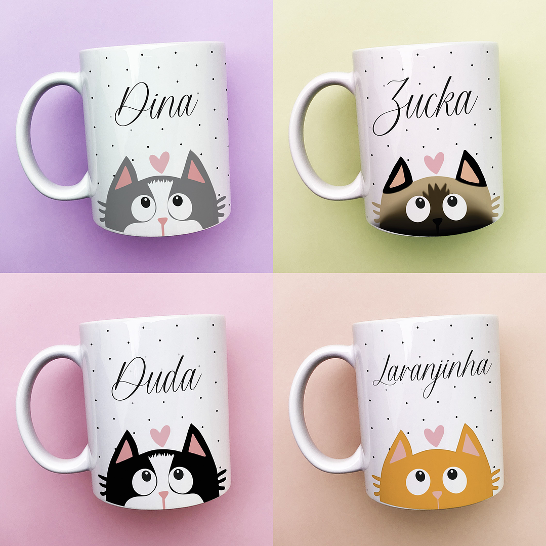  17 Artes Caneca Gatinhos Arquivos Pdf Editável + Png 1