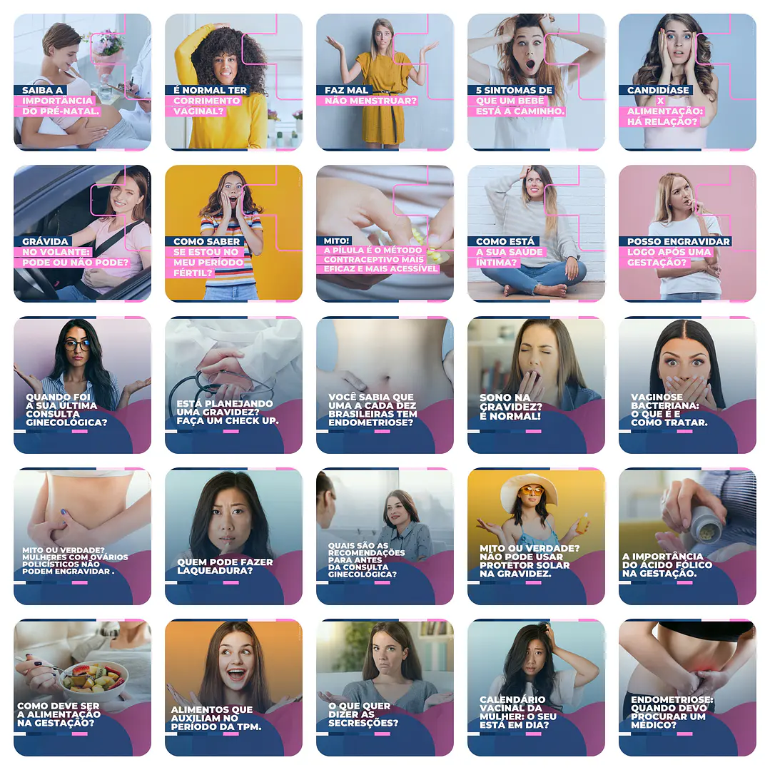 Pack Canva Obstetrícia Ginecologista Templates Editáveis 200 Artes + Legendas 2