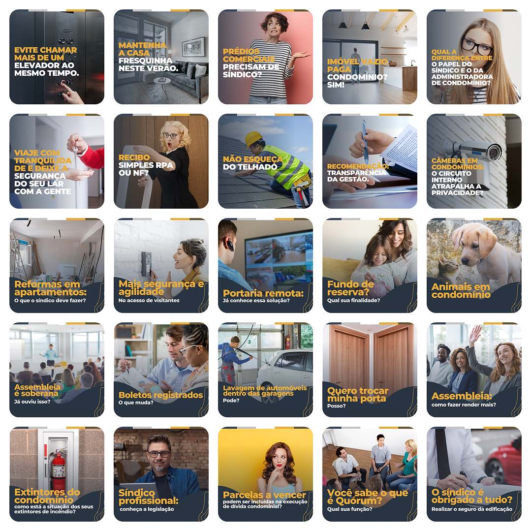 Pack Canva  Administração de Condomínios Templates Editáveis 200 Artes + Legendas 3