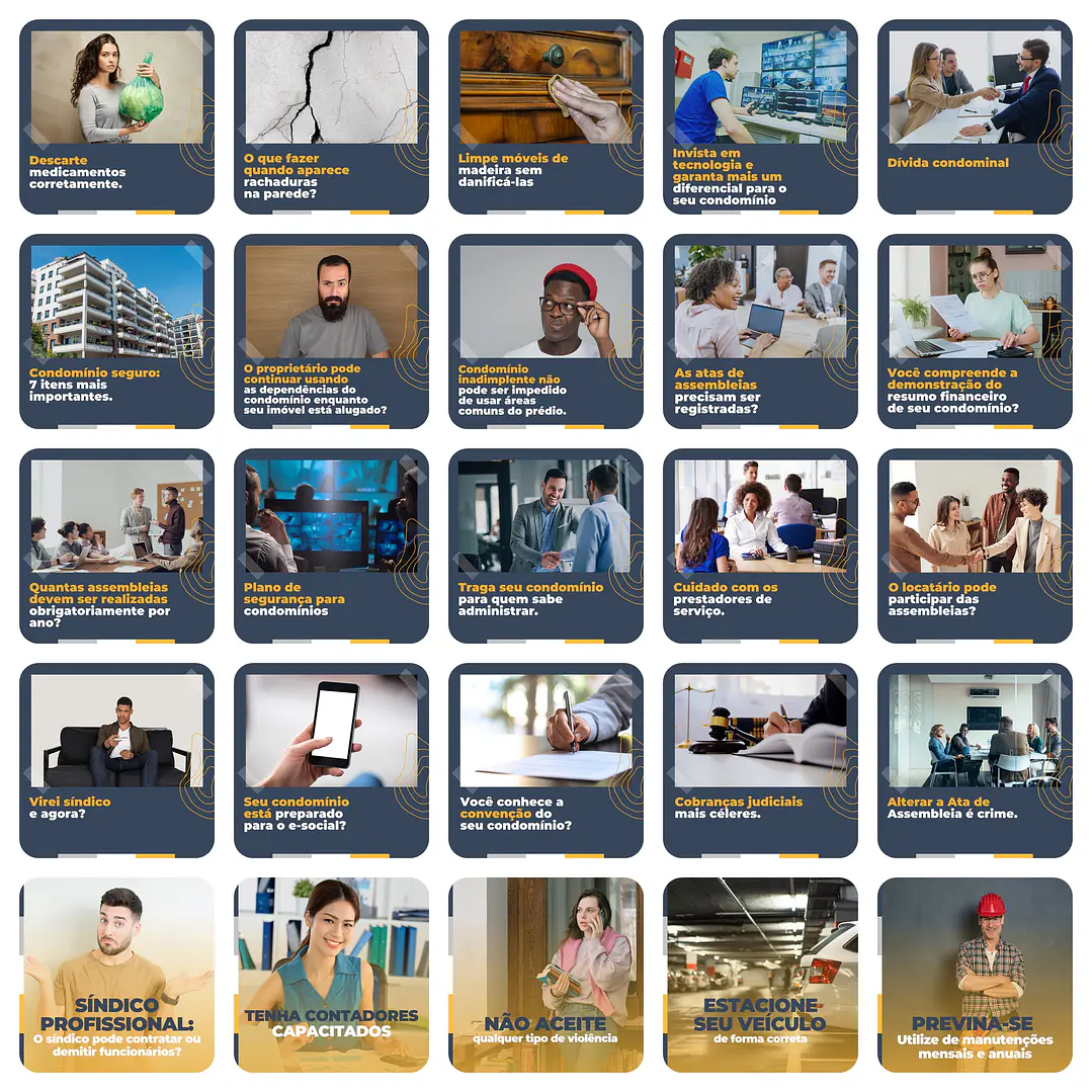 Pack Canva  Administração de Condomínios Templates Editáveis 200 Artes + Legendas 5