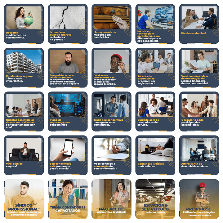 Pack Canva  Administração de Condomínios Templates Editáveis 200 Artes + Legendas 5