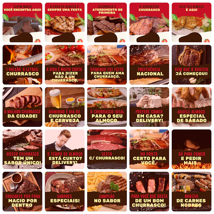 Pack Canva Churrascaria Templates Editáveis 200 Artes + Legendas 2