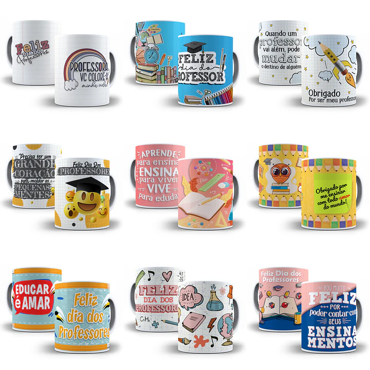 500 Artes Caneca Dia dos Professores Sublimação Arquivos em Corel Draw + Jpg 6