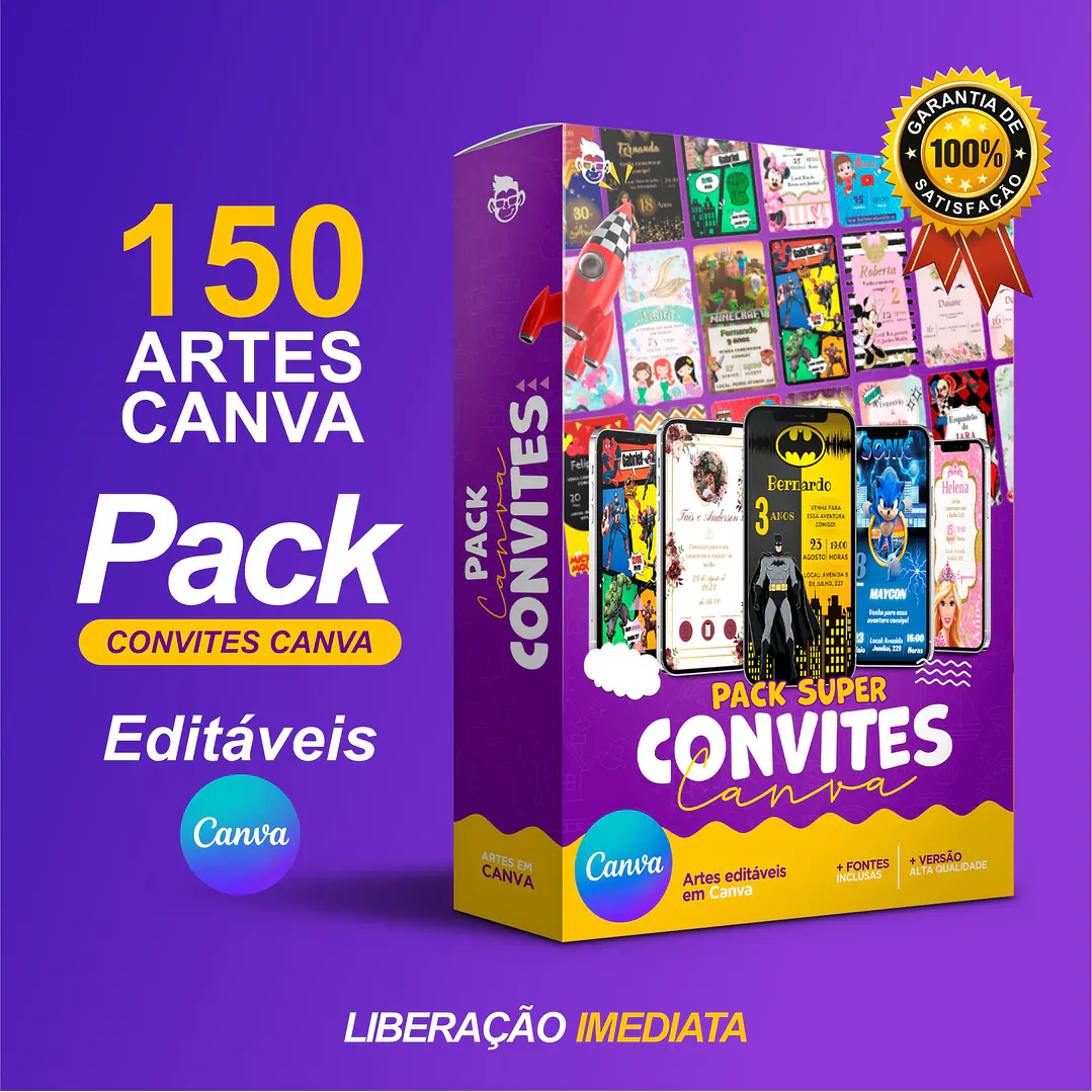 Pack Canva Convites Digitais Lucrativos Templates Editáveis 150 Artes 1