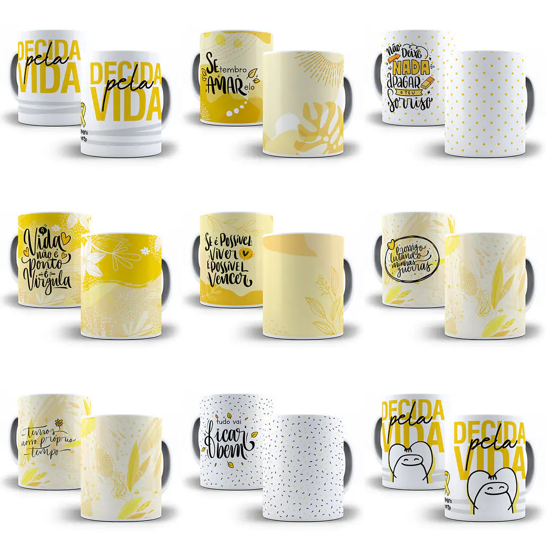 25 Artes Caneca e Camisa Setembro Amarelo Flork e Outros  Arquivos Sublimação Png 1