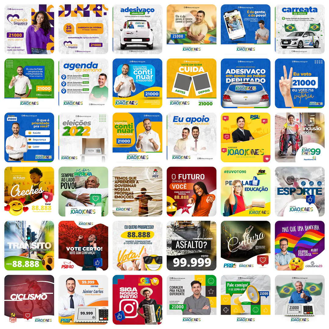 Pack Canva Campanha Política Eleições Templates Editáveis 230 Artes + Bônus 2