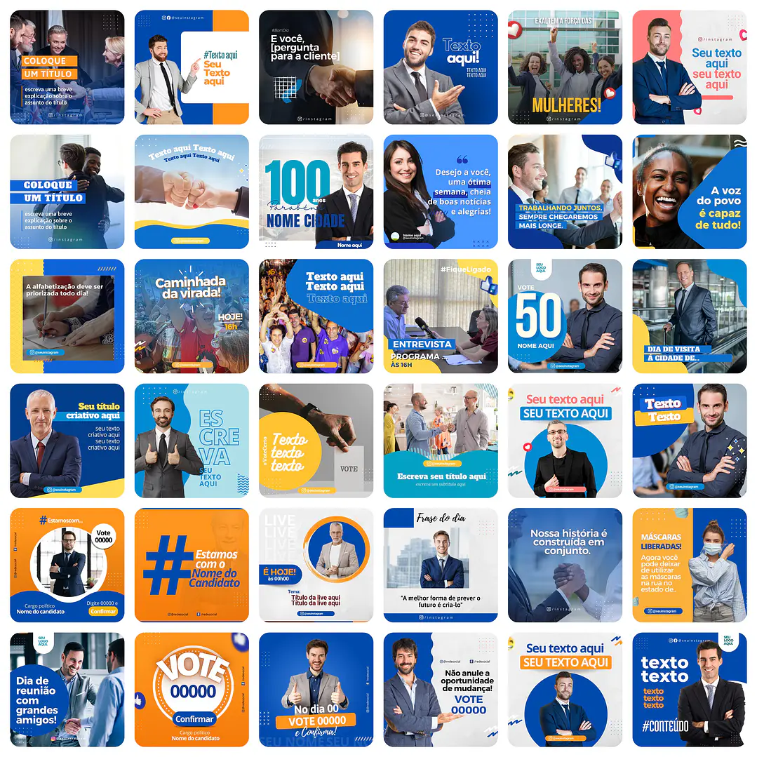Pack Canva Campanha Política Eleições Templates Editáveis 230 Artes + Bônus 5