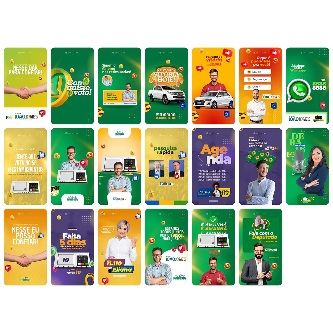 Pack Canva Campanha Política Eleições Templates Editáveis 230 Artes + Bônus 7
