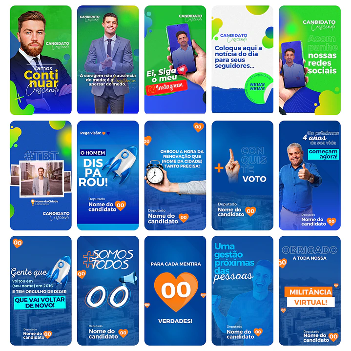Pack Canva Campanha Política Eleição Templates Editáveis 45 Storie 2
