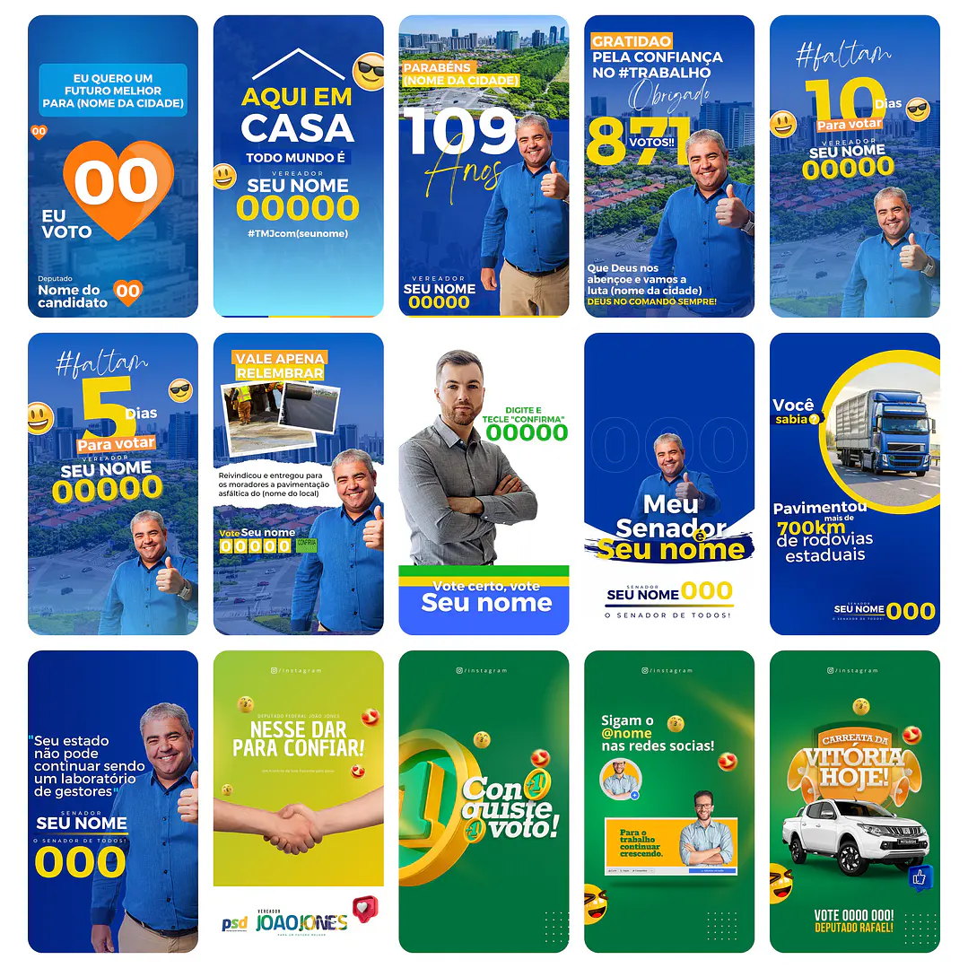 Pack Canva Campanha Política Eleição Templates Editáveis 45 Storie 3