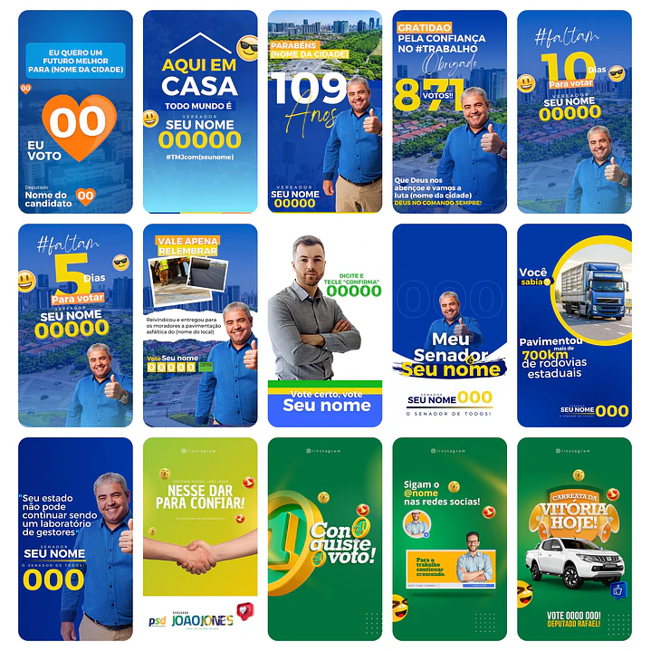 Pack Canva Campanha Política Eleição Templates Editáveis 45 Storie 3