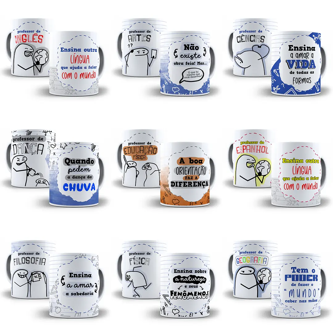 32  Artes Caneca Flork Dia dos Professores Sublimação Arquivos em Jpg 2